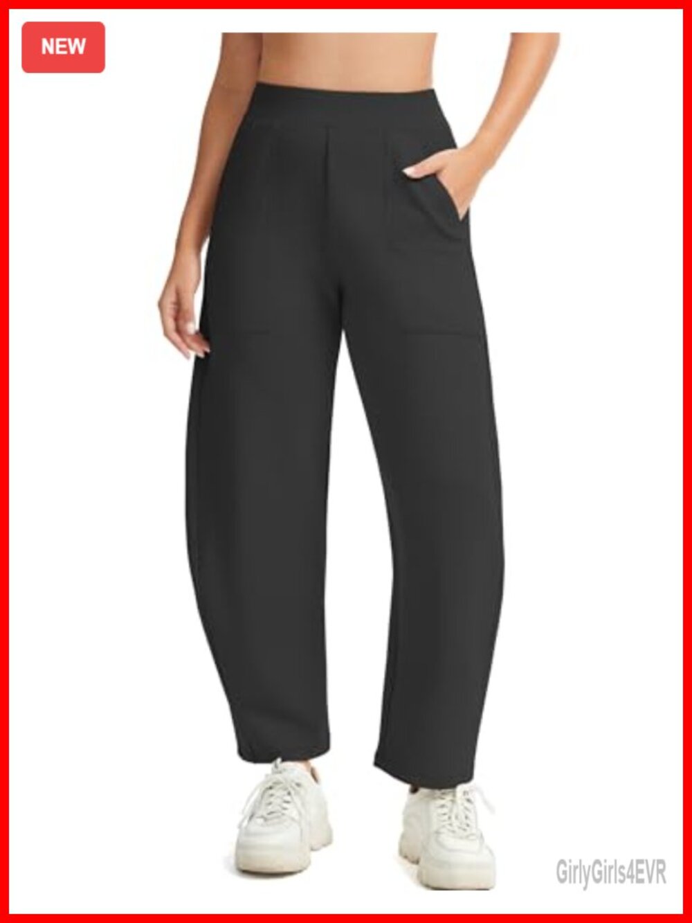 Womens Wide Leg Barrel Sweatpants High Waisted Elastic Waist Stretch Travel